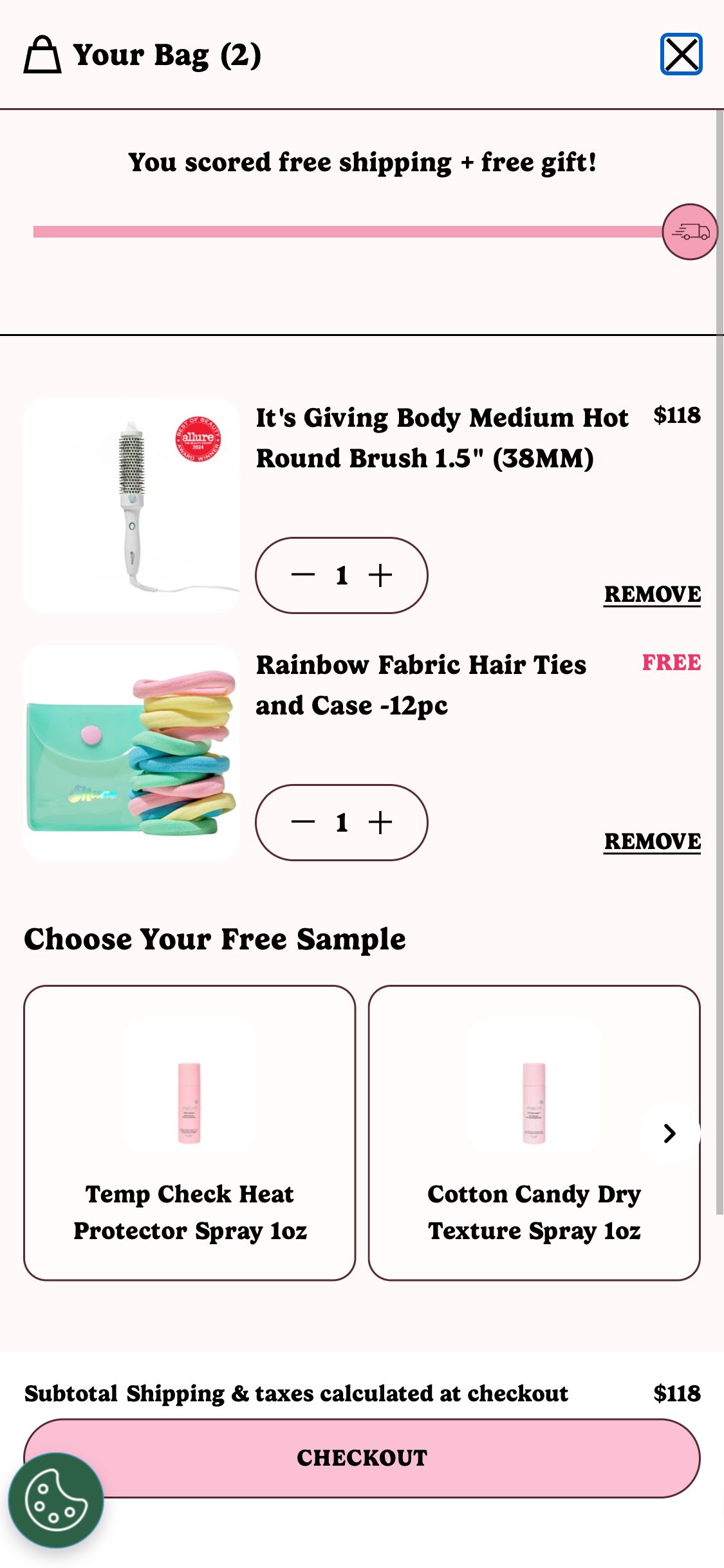 Mane — Cart drawer (only generic CHECKOUT button)